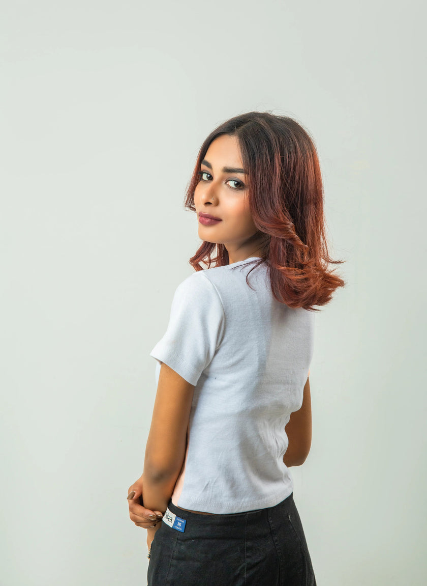 Color Block Cropped T shirt