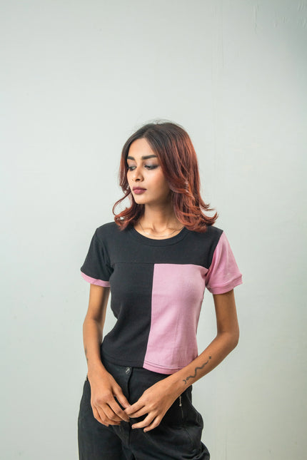 Color Block Cropped T shirt
