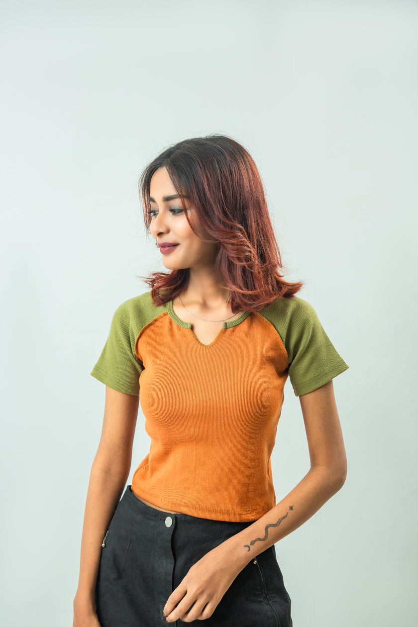 Notch Neck Reglan T Shirt