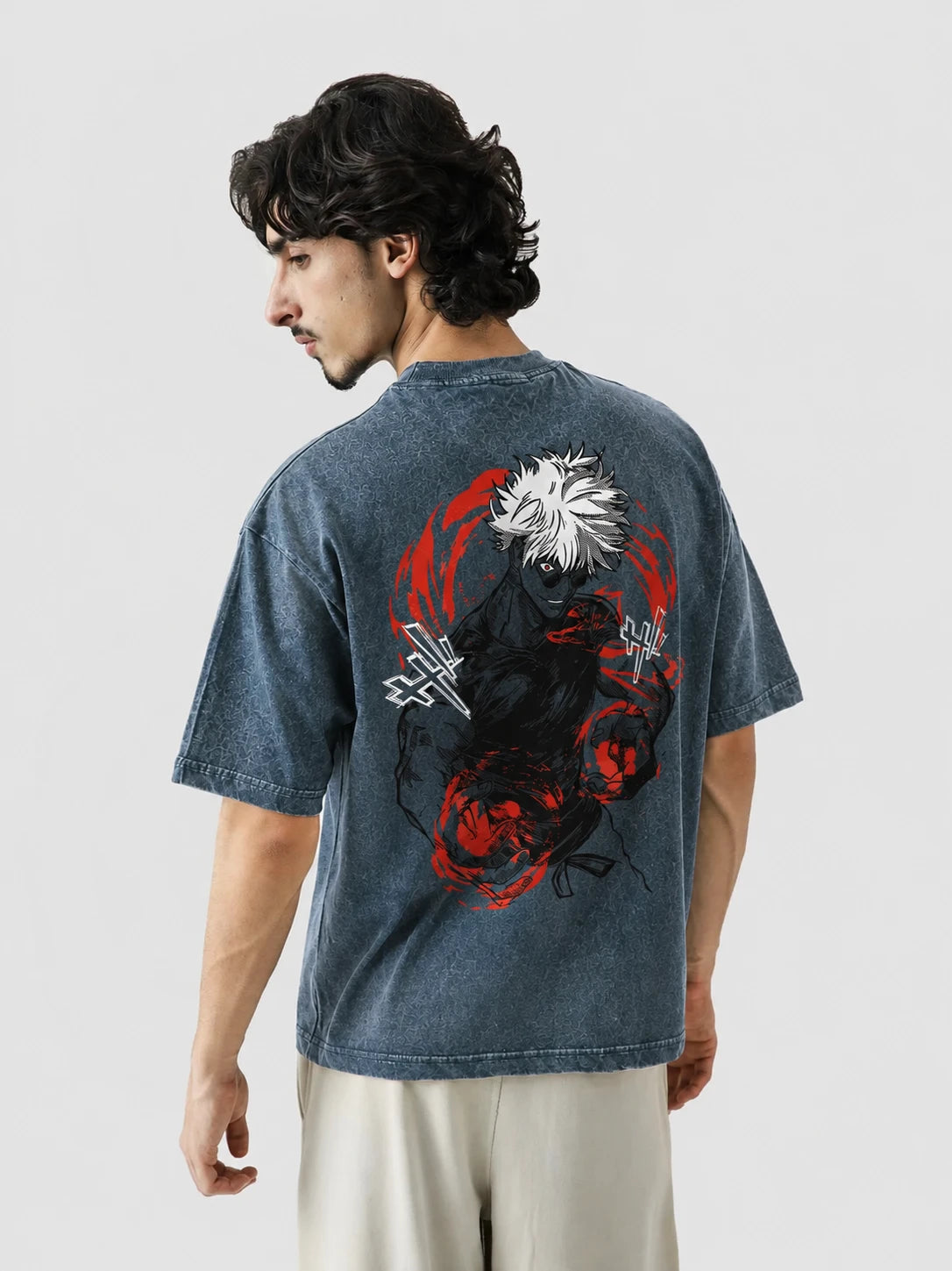 Satoru Gojo Stone Wash Oversized T-Shirt