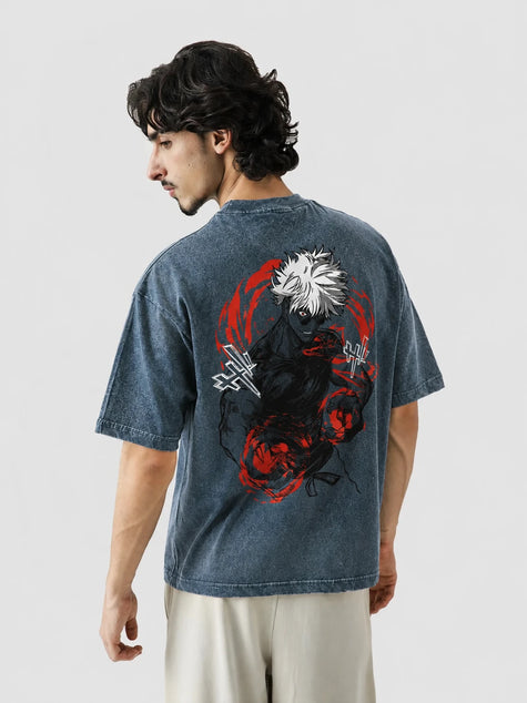 Satoru Gojo Stone Wash Oversized T-Shirt