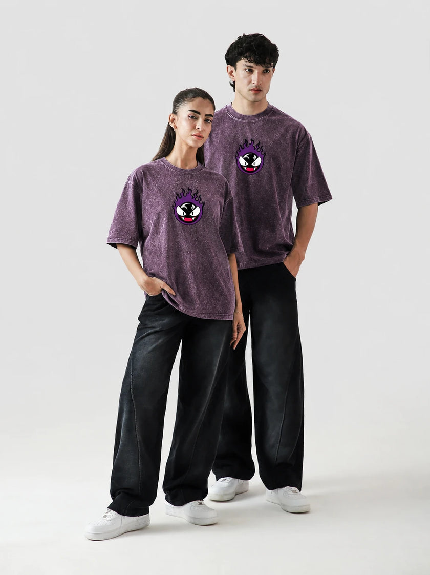Gengar Evolution Oversized Stone Wash T-Shirt