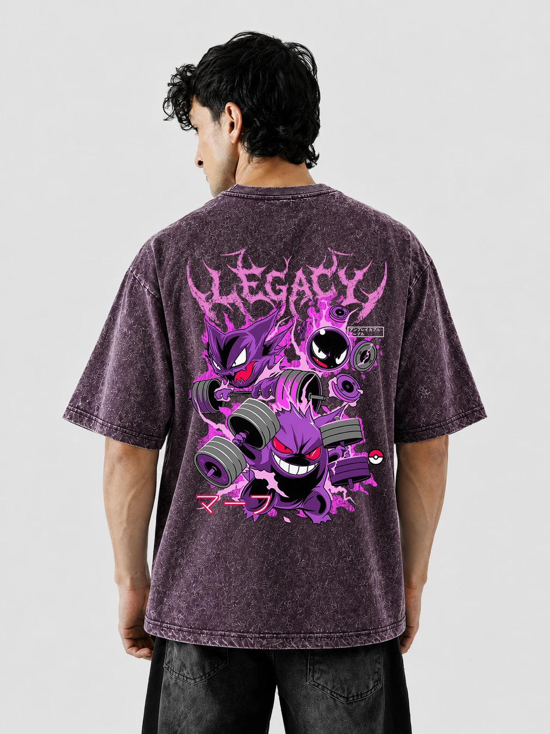 Gengar Evolution Oversized Stone Wash T-Shirt
