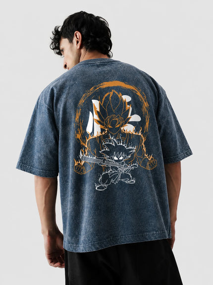 Goku Stone Wash Oversized T-Shirt