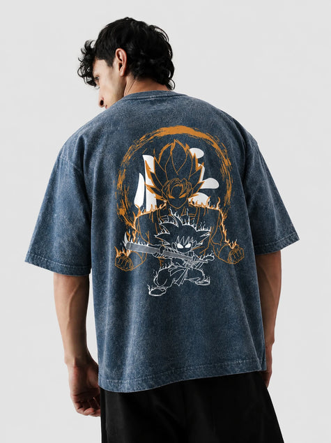 Goku Stone Wash Oversized T-Shirt