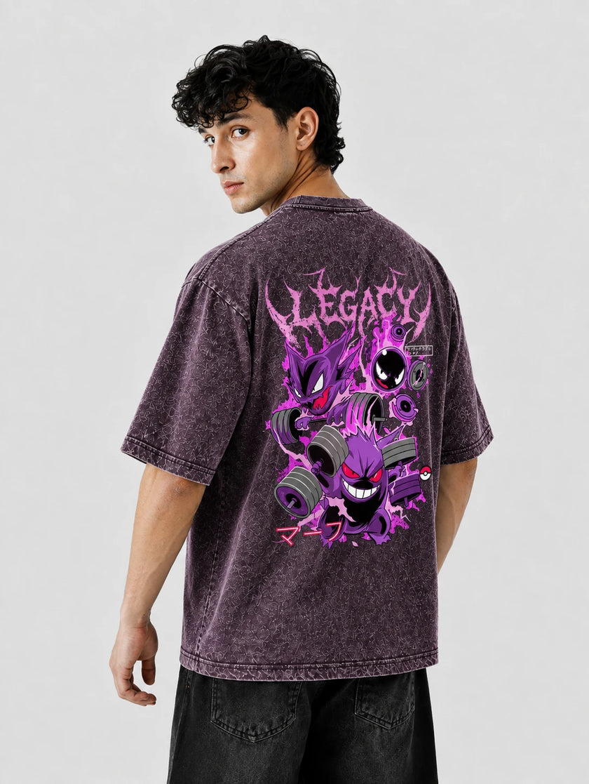 Gengar Evolution Oversized Stone Wash T-Shirt