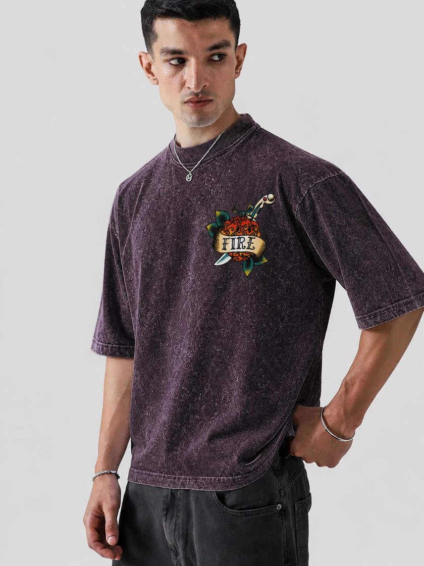Portgas D. Ace Stone Wash Oversized T-Shirt