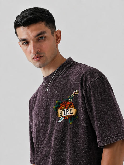 Portgas D. Ace Stone Wash Oversized T-Shirt