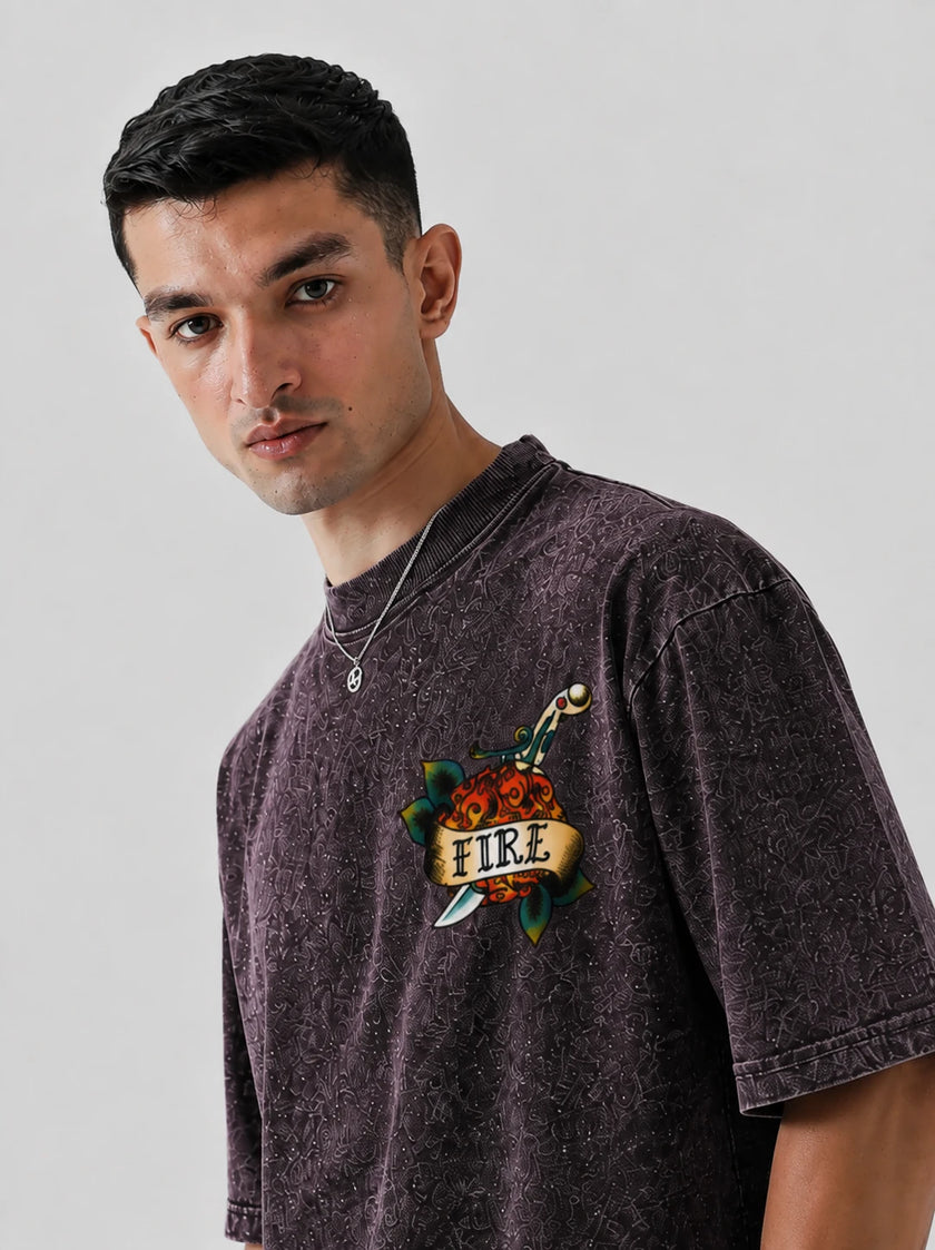 Portgas D. Ace Stone Wash Oversized T-Shirt