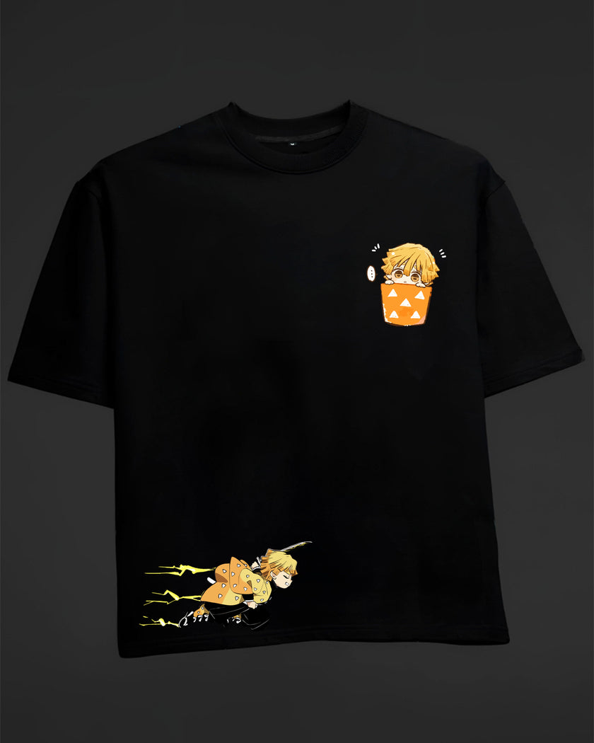 Zenitsu Thunder Rage X Chibi Oversized Tee
