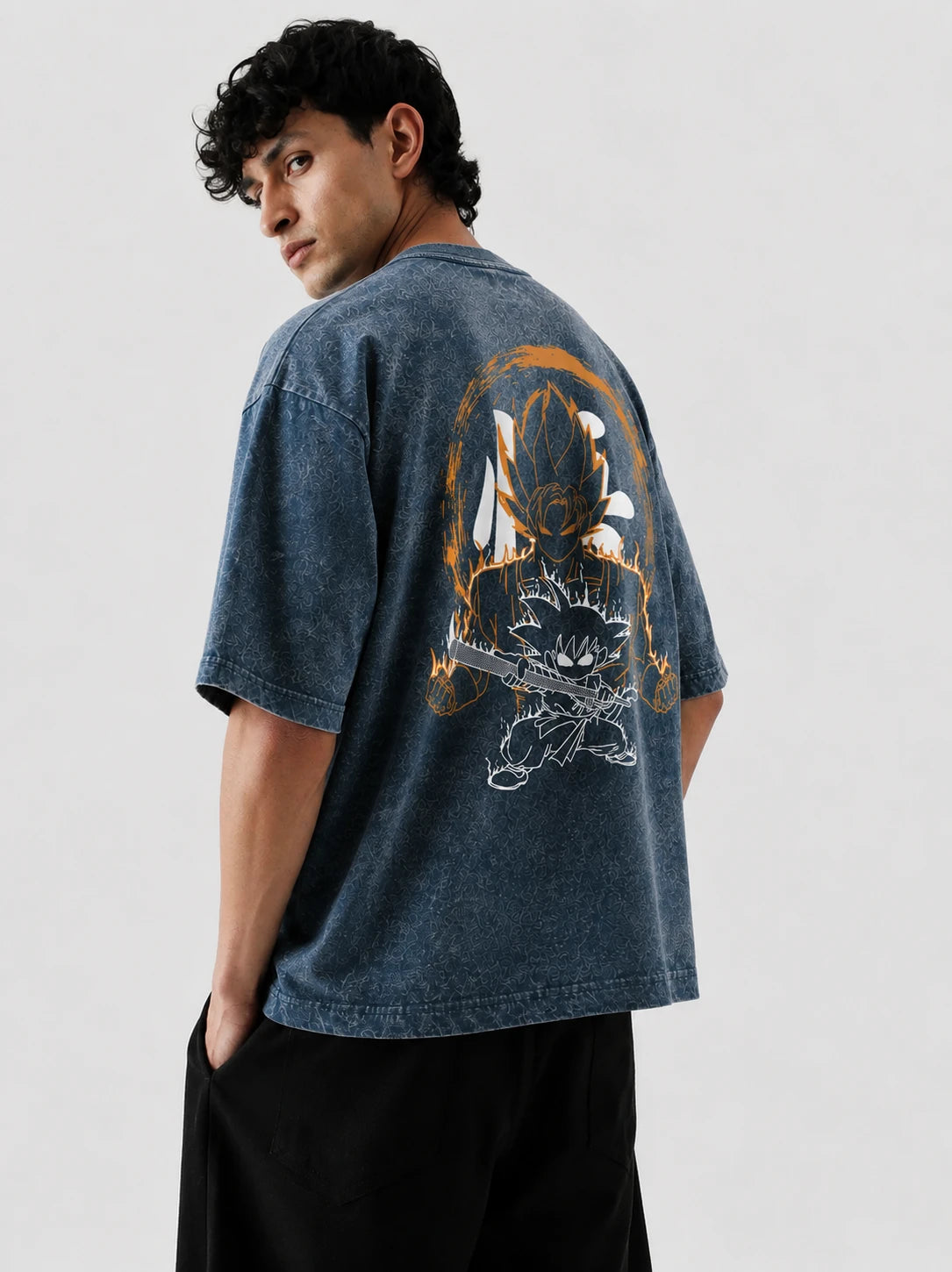 Goku Stone Wash Oversized T-Shirt