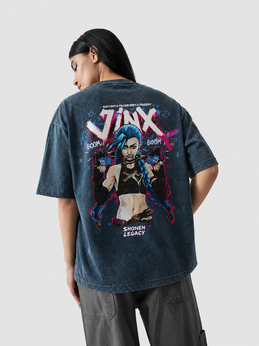 Jinx Arcane Stone Wash Oversized T-Shirt