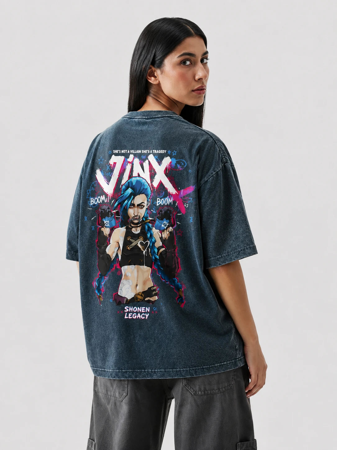 Jinx Arcane Stone Wash Oversized T-Shirt